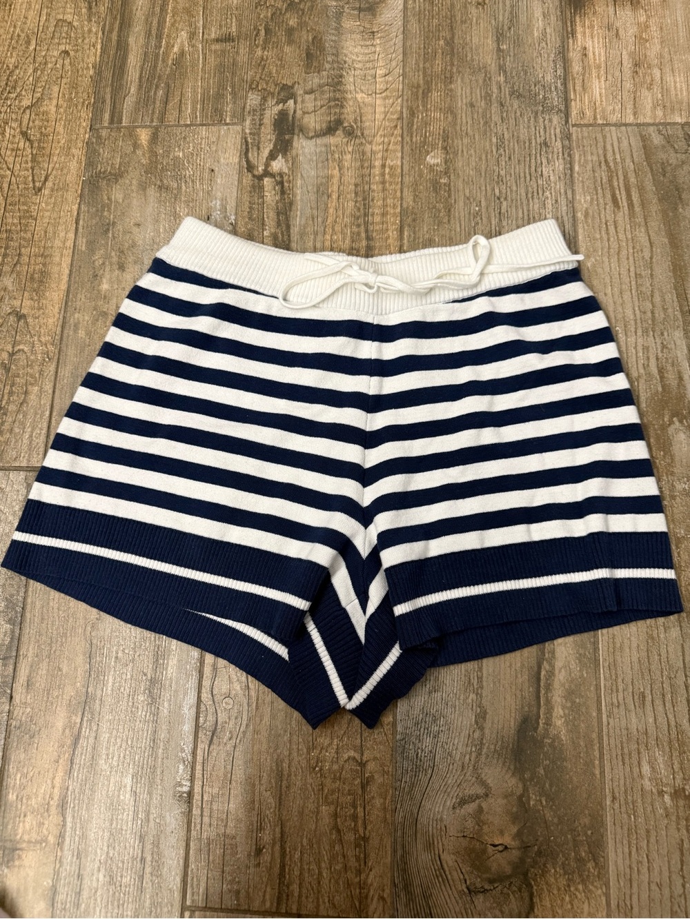 Sundry Navy & White Striped Knit Athletic Shorts